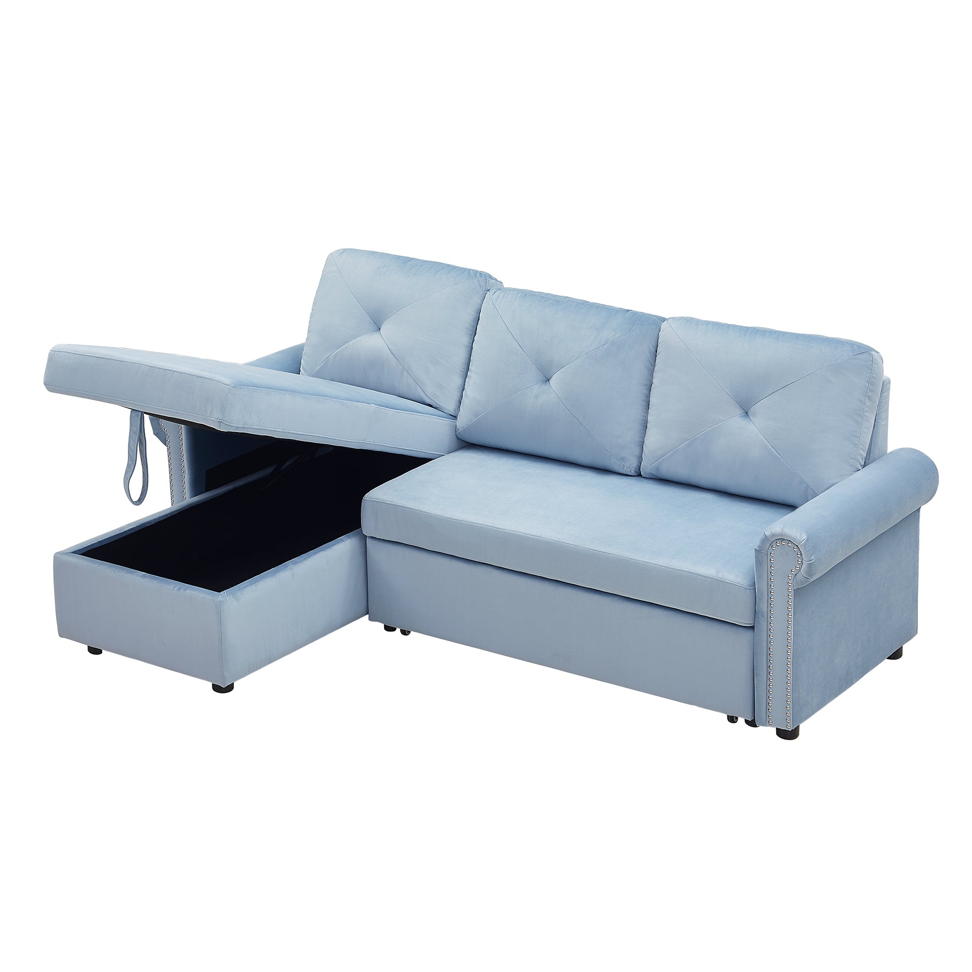 Orisfur. 83" Sleeper Sofa Bed Convertible Sectional Couch, 3-Seater L-Shape Corner Couch with Storage Chaise for Living Room Apartment - Atlantic Fine Furniture Inc