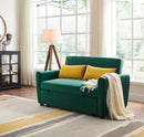 [VIDEO provided]55" Modern Velvet Sofa with Pull-Out Sleeper Bed with 2 Pillows Adjustable Backrest for Small Spaces Green - Atlantic Fine Furniture Inc