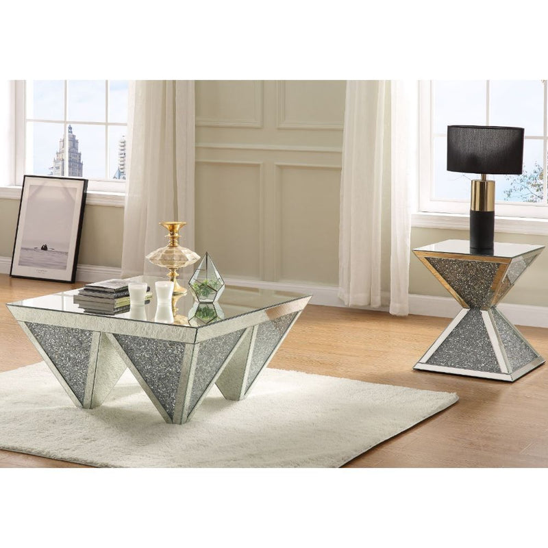 Noralie - Coffee Table - Mirrored & Faux Diamonds - 19" - Atlantic Fine Furniture Inc