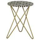 Xenia - Round Bone Inlay Accent Side Table - White And Gold - Atlantic Fine Furniture Inc
