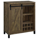 Arlington - Sliding Door Home Bar Wine Cabinet - Rustic Oak - Atlantic Fine Furniture Inc