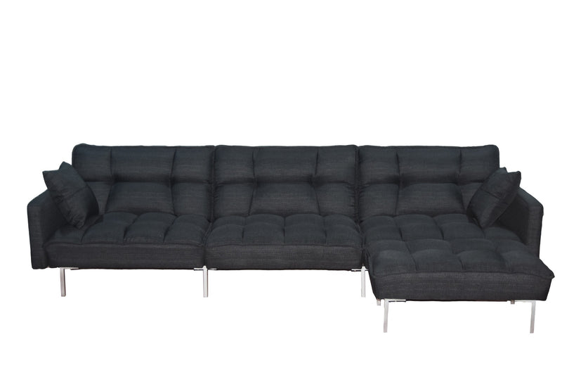 Sectional sofa couch sleeper black