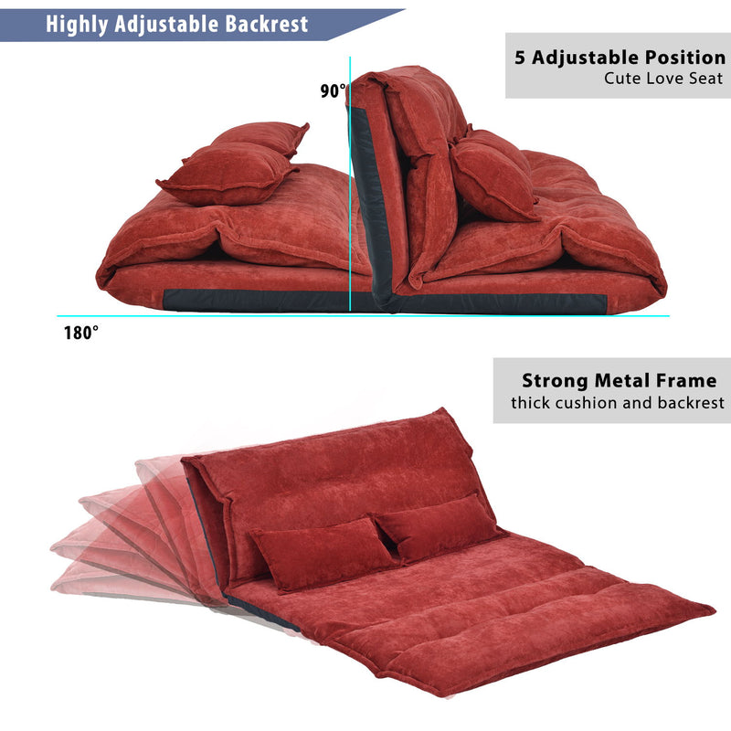 Orisfur. Lazy Sofa Adjustable Folding Futon Sofa, Video Gaming Sofa With Two Pillows