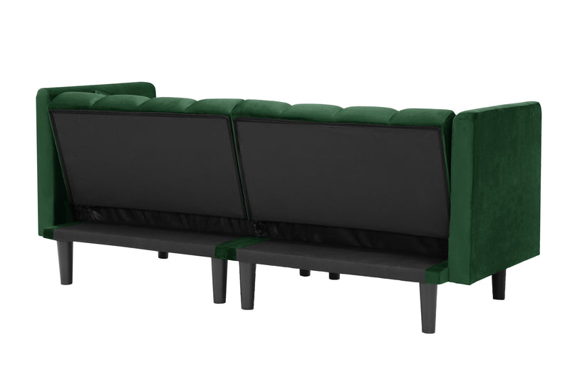 FUTON SOFA SLEEPER GREEN VELVET PLASTIC LEGS(same as W223S01331) - Atlantic Fine Furniture Inc