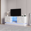 TV Cabinet Wholesale, White TV Stand with Lights, Modern LED TV Cabinet with Storage Drawers, Living Room Entertainment Center Media Console Table - Atlantic Fine Furniture Inc