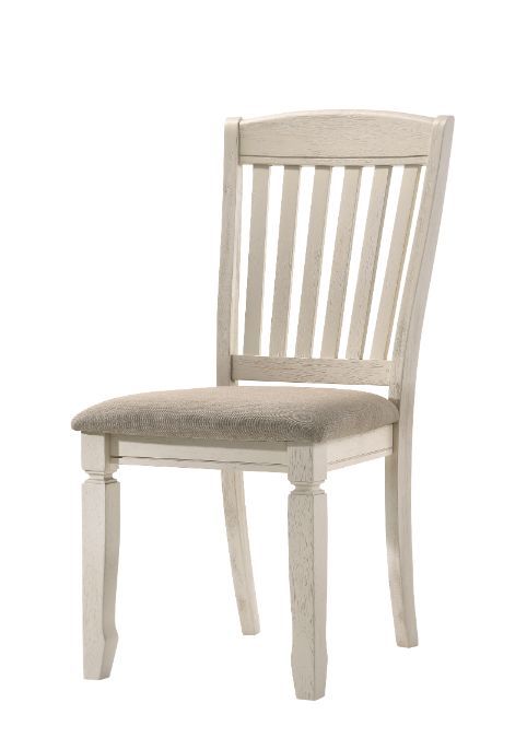 Fedele - Side Chair (Set of 2) - Tan Fabric & Cream Finish - Atlantic Fine Furniture Inc