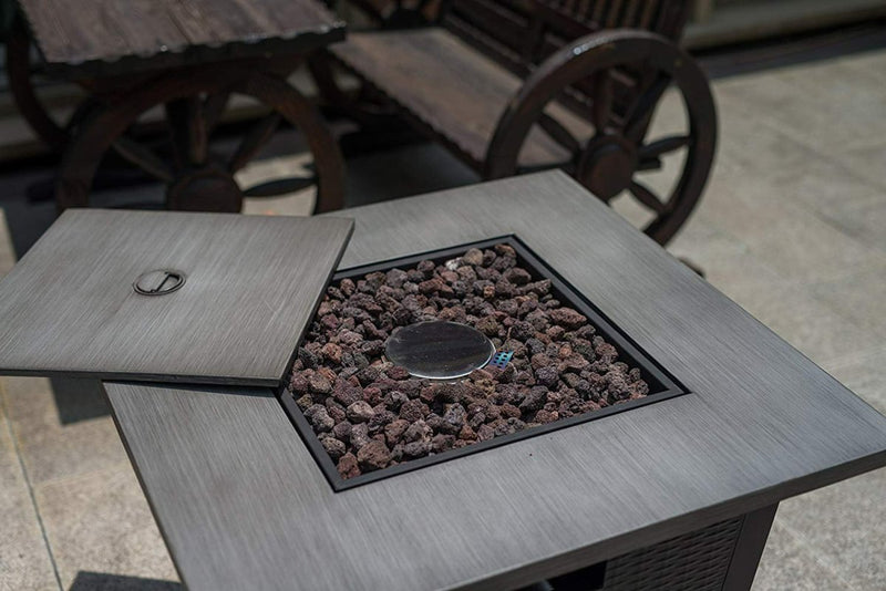 50,000 BTU 32inch Square Outdoor Propane Fire Pits Table, Gray
