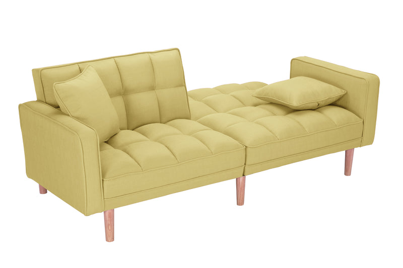 FUTON SLEEPER SOFA WITH 2 PILLOWS YELLOW FABRIC（same as W223S00033、W223S00993、W223S01340 ）
