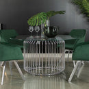 Veena - Round Glass Top Metal Dining Table - Chrome - Atlantic Fine Furniture Inc