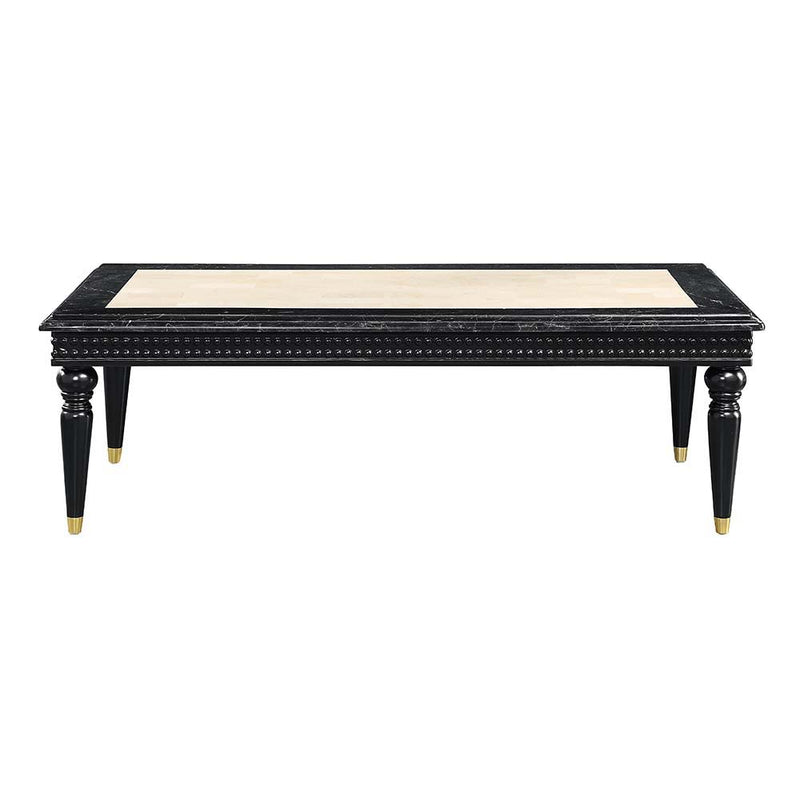 Tayden - Coffee Table - Marble Top & Black Finish