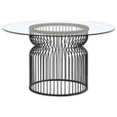 Granvia - Round Glass Top Metal Dining Table - Gunmetal - Atlantic Fine Furniture Inc