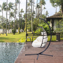 Outdoor Patio Wicker Folding Hanging Chair,Rattan Swing Hammock Egg Chair With C Type Bracket , With Cushion And Pillow - Atlantic Fine Furniture Inc