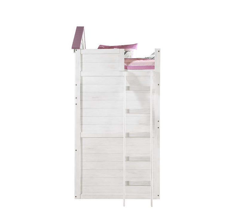 Tree House - Twin Loft Bed - Pink & White Finish