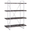 Grimma - 4-Shelf Bookshelf - Rustic Gray And Chrome - Atlantic Fine Furniture Inc