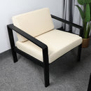 Outdoor Patio Furniture Single Armchair with Cushions in stripe for Restaurant Outdoor courtyard Garden Open-air balcony Poolside,Black aluminum fram,Modern Design - Atlantic Fine Furniture Inc