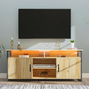 TV Stand ,Modern Wood Universal Media Console with Metal Legs, Home Living Room Furniture Entertainment Center,oak - Atlantic Fine Furniture Inc
