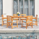Waimea Honey 7-Piece Slatted Eucalyptus Wood Patio Dining Set with Cushion - Atlantic Fine Furniture Inc
