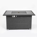 Outdoor 44" Gas Propane Fire pit  Table  Rectangle  50,000 BTU with  8mm Tempered Glass Tabletop & Blue Stone& Steel table lid &Table waterproof dusty Cover ,ETL Certification (Grey) - Atlantic Fine Furniture Inc