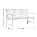 Bradley Outdoor Patio 5-foot Wood Garden Bench in White - Atlantic Fine Furniture Inc