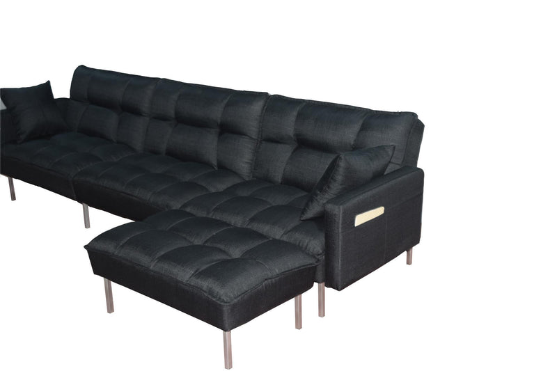 Sectional sofa couch sleeper black