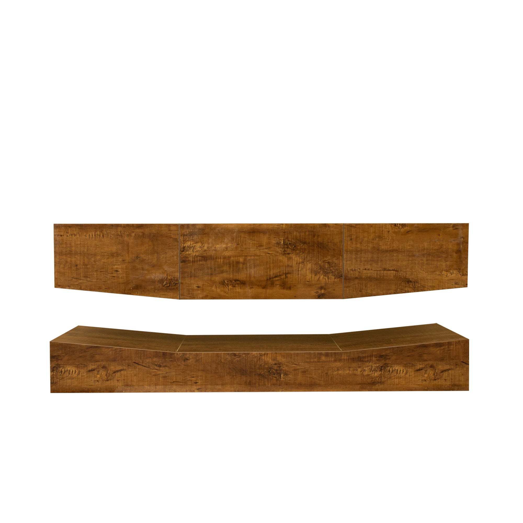 MDF UP And Down WALL-MOUNTED TV Cabinet With Three Drawers & LED Lights,Walnut - Atlantic Fine Furniture Inc