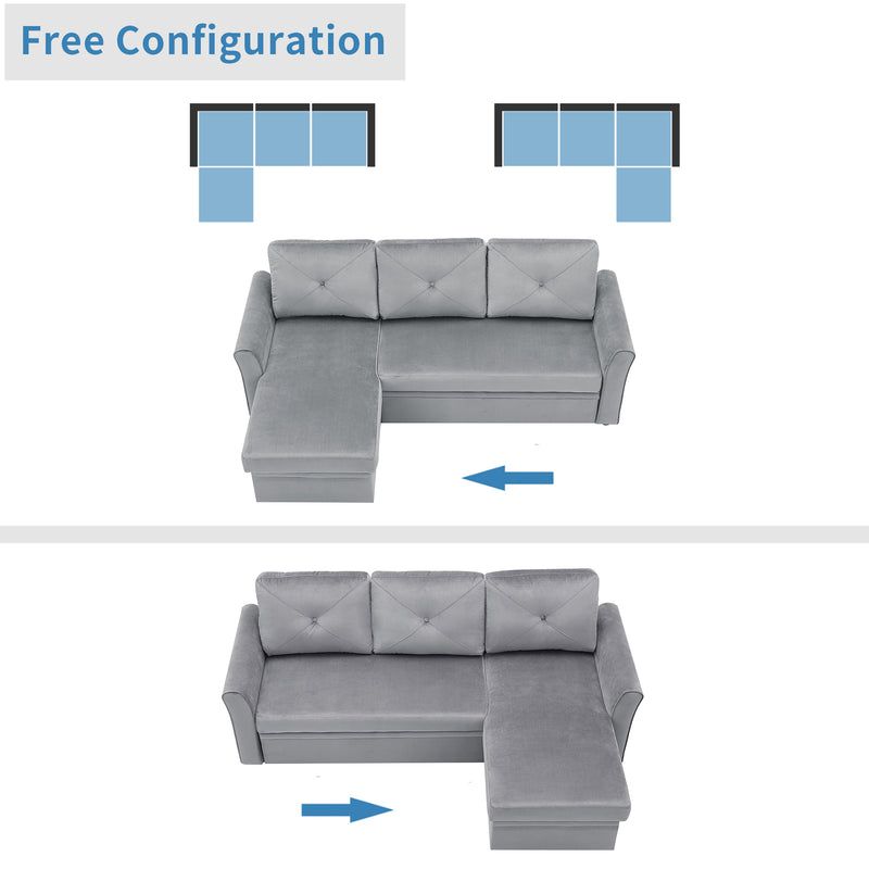 Orisfur. 83" Pull Out Sleeper Sofa Reversible L-Shape 3 Seat Sectional Couch with Storage for Living Room Furniture Set