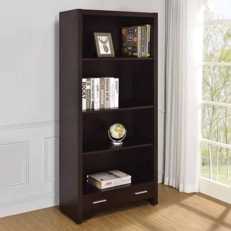 Skylar - 5-Shelf Bookcase With Storage Drawer - Cappuccino