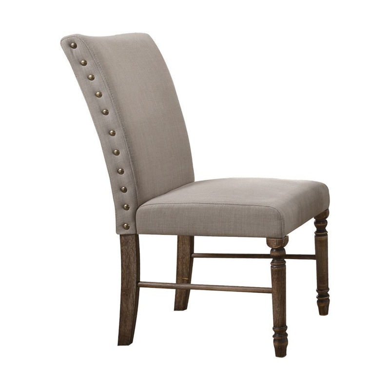 Leventis - Side Chair (Set of 2) - Cream Linen & Weathered Oak - Atlantic Fine Furniture Inc