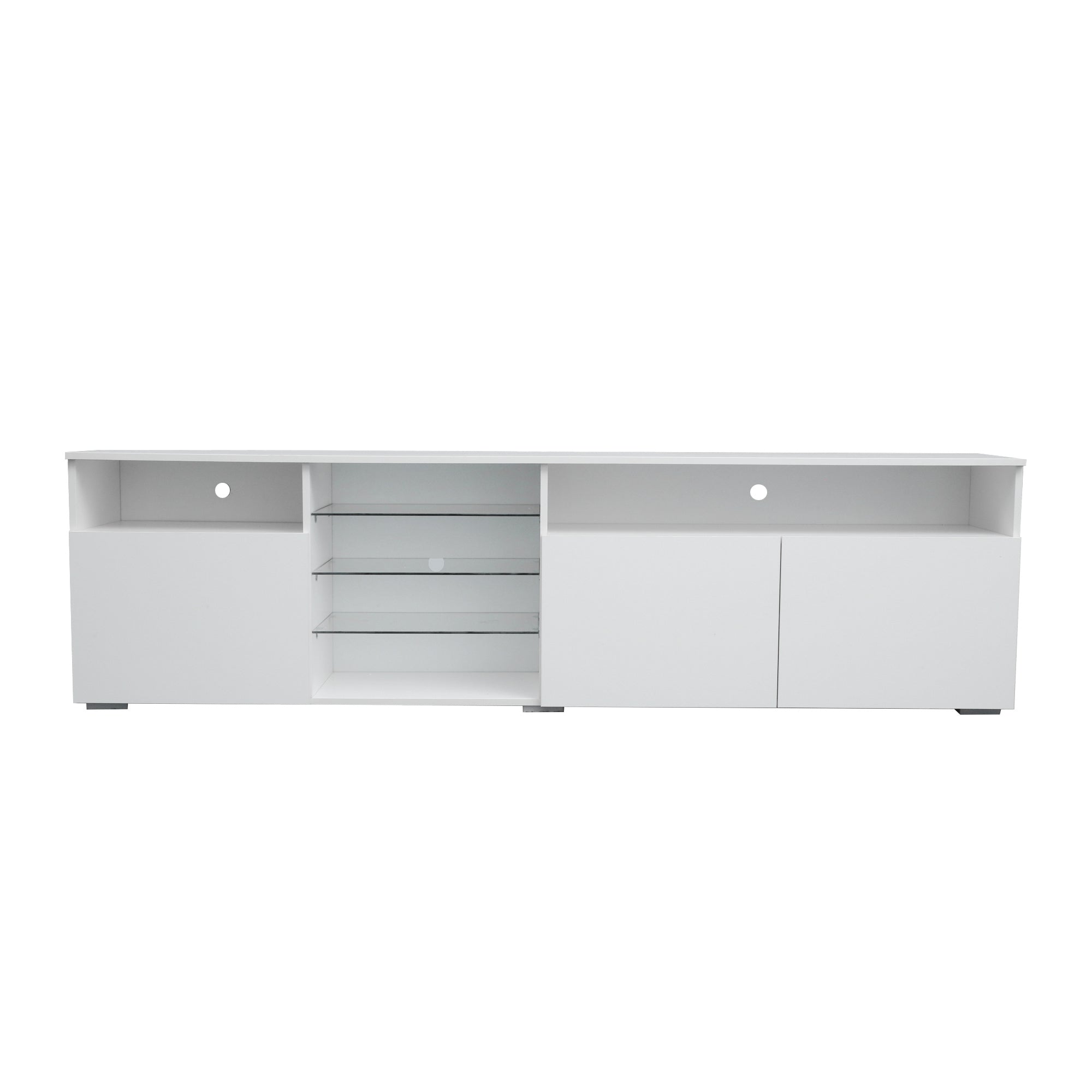 TV Stand  High Gloss Doors Modern TV Stand LED (White) - Atlantic Fine Furniture Inc