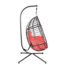 Swing Egg Chair With Stand, High-Quality Modern Design, 37.4x37.4x76.77 (Red) - Atlantic Fine Furniture Inc