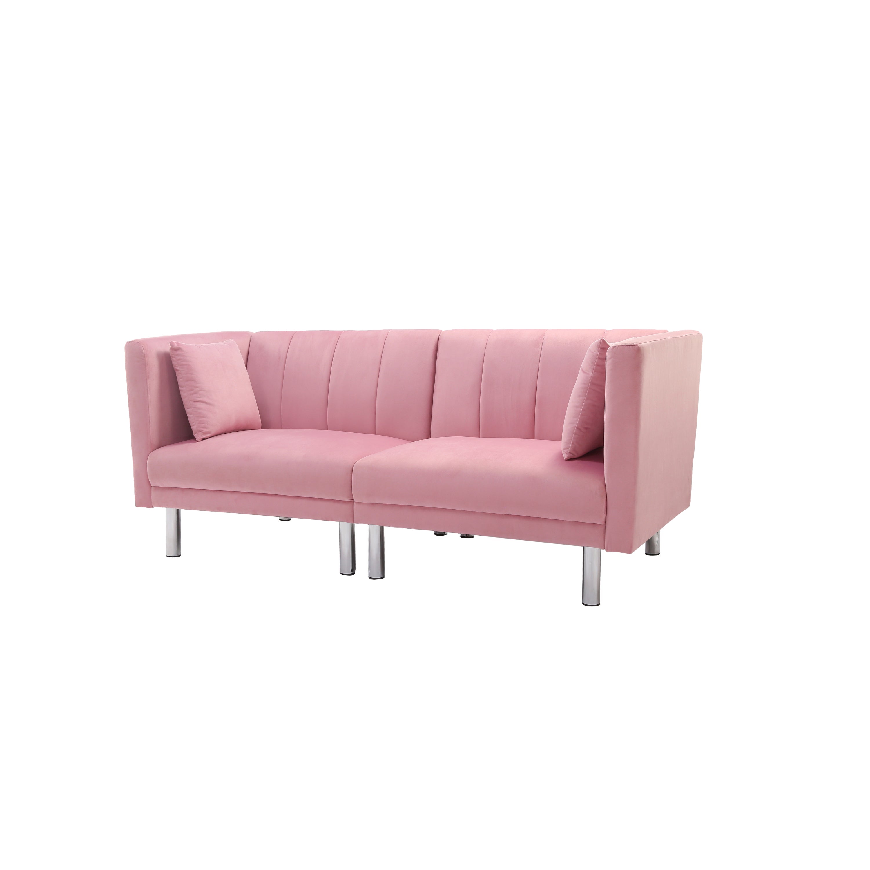 FUTON SOFA SLEEPER PINK VELVET METAL LEGS(W223S01330) - Atlantic Fine Furniture Inc