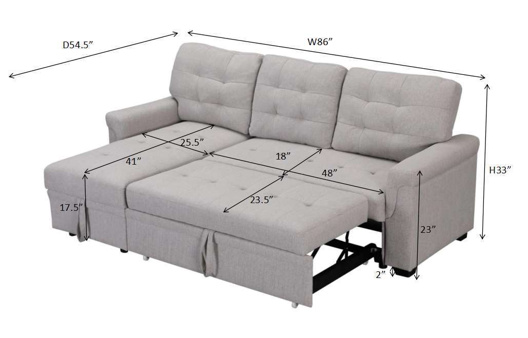Upholstery Sleeper Sectional Sofa Gray - Atlantic Fine Furniture Inc