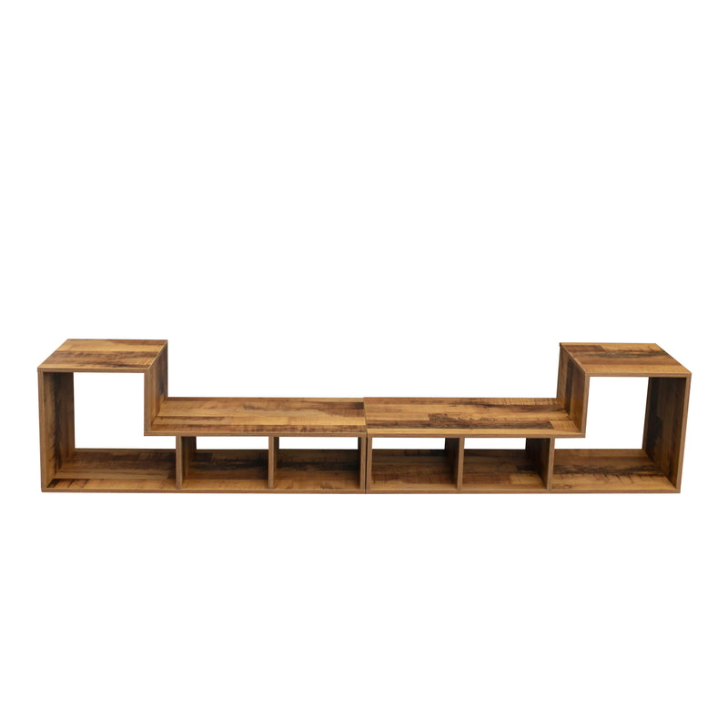 Double L-Shaped Oak TV Stand，Display Shelf ，Bookcase for Home Furniture,Fir Wood - Atlantic Fine Furniture Inc