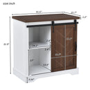 Bathroom Storage Cabinet, Freestanding Accent Cabinet, Sliding Barn Door, Thick Top, Adjustable Shelf, White and Brown - Atlantic Fine Furniture Inc
