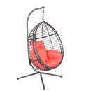 Swing Egg Chair With Stand, High-Quality Modern Design, 37.4x37.4x76.77 (Red) - Atlantic Fine Furniture Inc