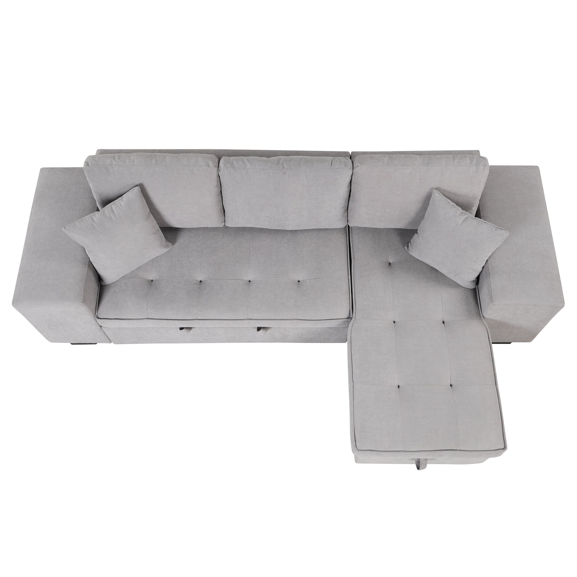 Orisfur. 104" Pull Out Sleeper Sofa Reversible L-Shape 3 Seat Sectional Couch with Storage Chaise and 2 Stools for Living Room Furniture Set - Atlantic Fine Furniture Inc