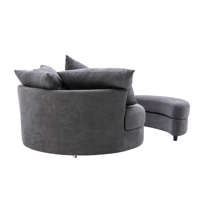 Orisfur. 360 ° Swivel Accent Barrel Chair With Storage Ottoman & 4 Pillows, Modern Linen Leisure Chair Round Accent