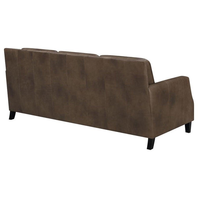 Leaton - Upholstered Recessed Arms Sofa - Brown Sugar