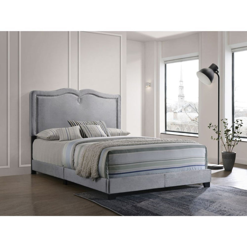 Reuben - Queen Bed - Gray Velvet