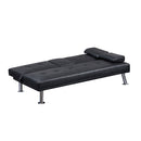 Modern Faux Leather Loveseat Sofa Bed with Cup Holders , Convertible Folding Sleeper Couch Bed . - Atlantic Fine Furniture Inc