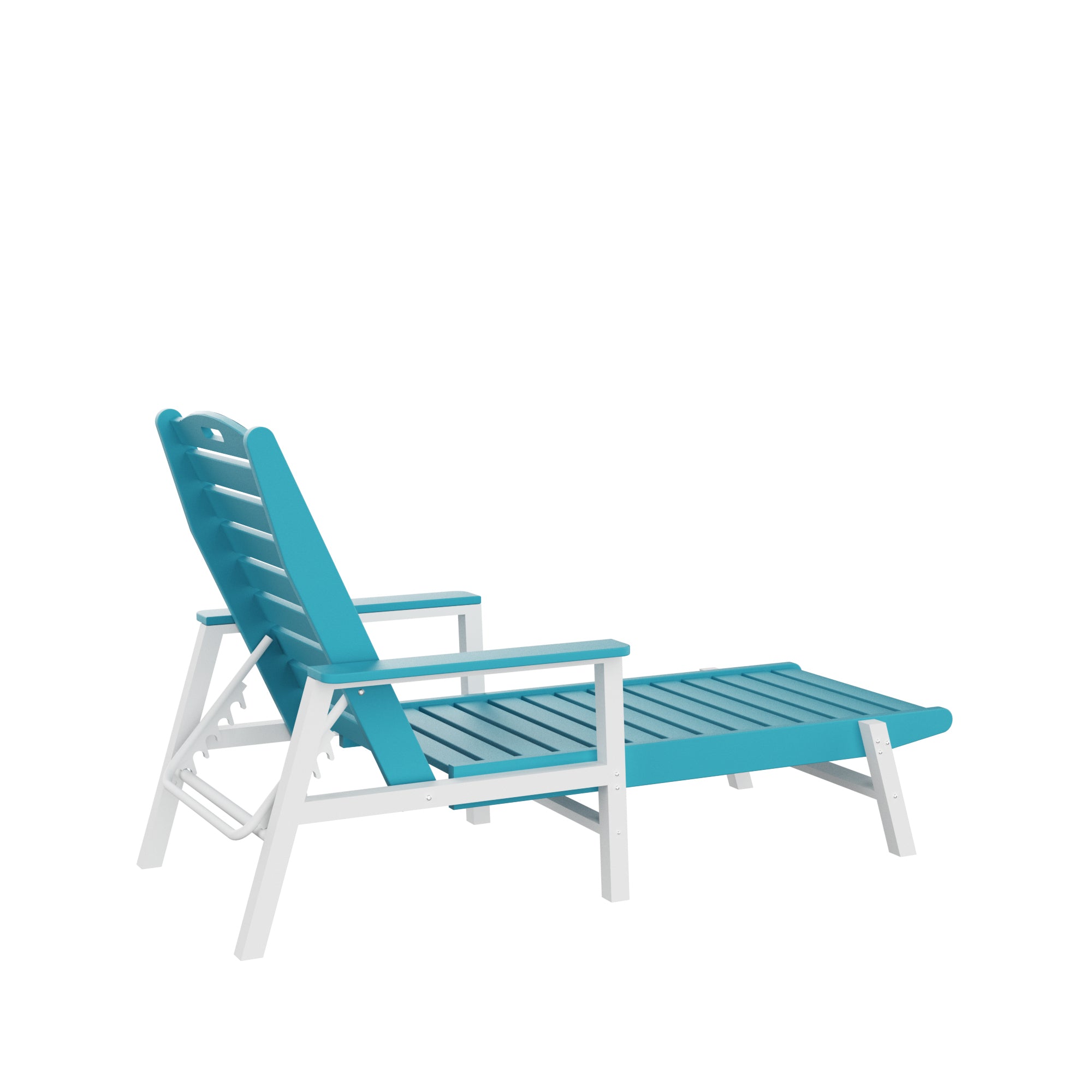 Pool chaise lounge Chair Poolside HDPE Adirondack with 6 adjuestable for indoor and outdoor  all weather waterproof, Blue+White - Atlantic Fine Furniture Inc