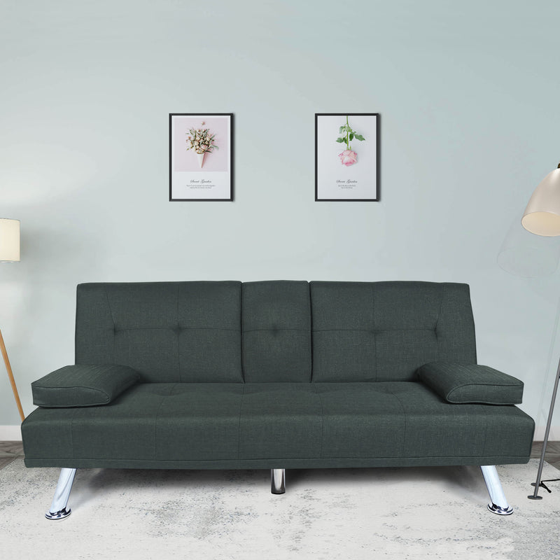 FUTON SOFA BED SLEEPER DARK GREY FABRIC（W22319409）