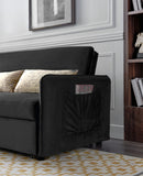 57"Modern Velvet Sofa with Pull-Out Sleeper Bed with 2 Pillows Adjustable Backrest for living room or office, 2 Big side pocket,Black - Atlantic Fine Furniture Inc