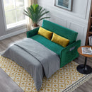 57"Modern Velvet Sofa with Pull-Out Sleeper Bed with 2 Pillows Adjustable Backrest for living room or office, 2 Big side pocket,Green - Atlantic Fine Furniture Inc