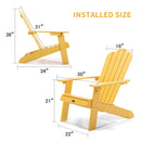 TALE Adirondack Chair Backyard Furniture Painted Seating with Cup Holder All-Weather and Fade-Resistant Plastic Wood for Lawn Outdoor Patio Deck Garden Porch Lawn Furniture Chairs Yellow - Atlantic Fine Furniture Inc