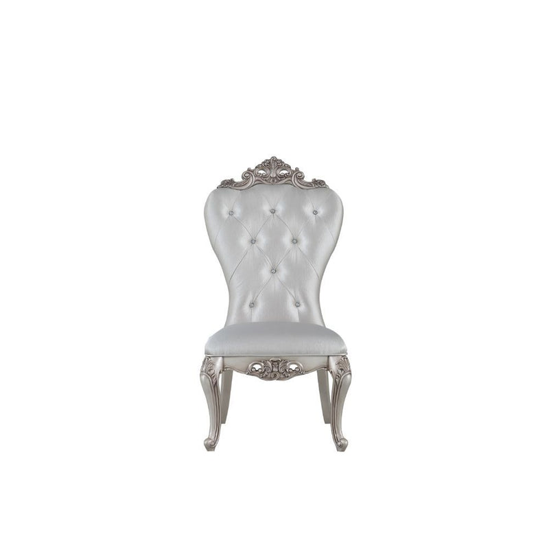 Gorsedd - Side Chair (Set of 2) - Cream Fabric & Antique White - Atlantic Fine Furniture Inc