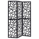 Nailan - 3-Panel Room Divider Folding Screen Open Mosaic - Black - Atlantic Fine Furniture Inc