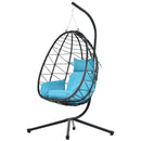 Egg Chair with Stand Indoor Outdoor Swing Chair Patio Wicker Hanging Egg Chair Hanging Basket Chair Hammock Chair with Stand for Bedroom Living Room Balcony - Atlantic Fine Furniture Inc