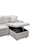 Artemax 87.7“Leathaire Reversible Sleeper Sectional Sofa with storage - Atlantic Fine Furniture Inc