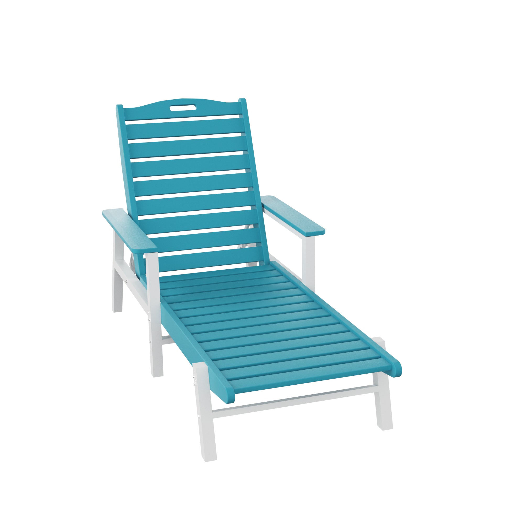 Pool chaise lounge Chair Poolside HDPE Adirondack with 6 adjuestable for indoor and outdoor  all weather waterproof, Blue+White - Atlantic Fine Furniture Inc